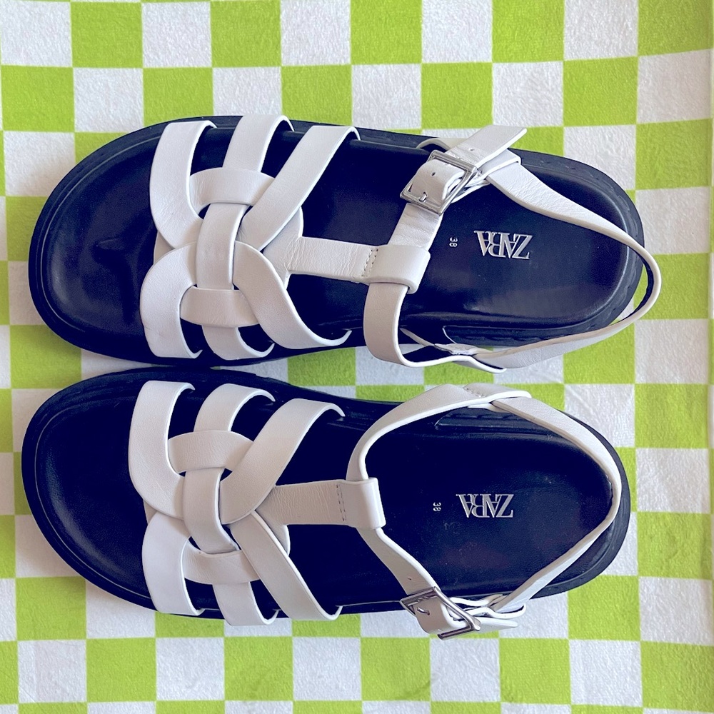 Zara chunky sole leather sandals